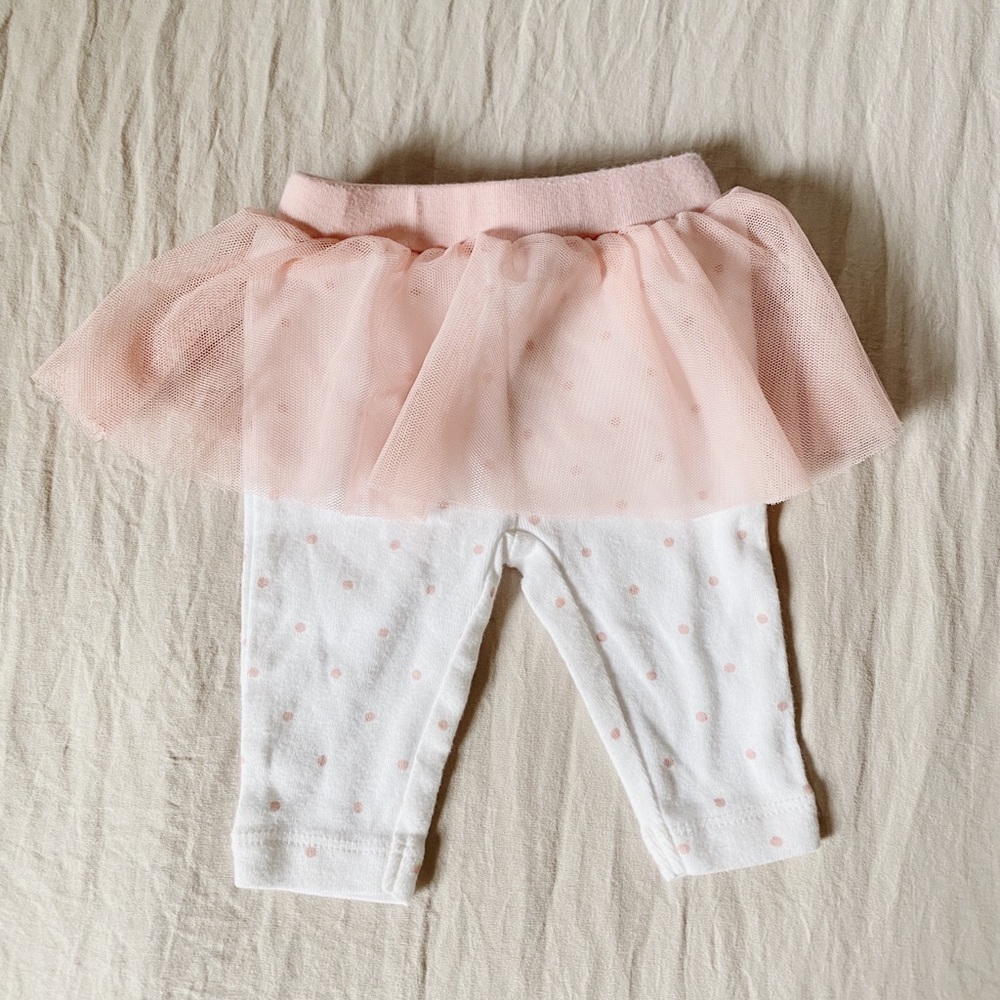 Carter’s Baby Girl Tutu Ruffle Skirt Leggings • Newborn Pantskirt Pink Polkadot